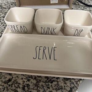 Rae Dunn White Ceramic Serveware Set